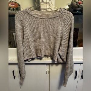 Aeropostale Heather Gray Women's Crew Neck Cropped Sweater Small